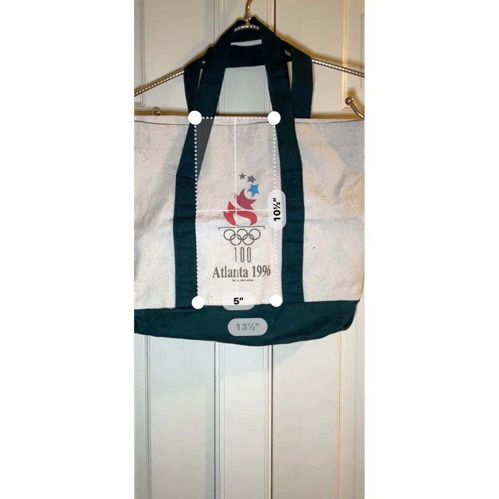 Vintage 1996 Atlanta Centennial Olympic Canvas Tote Bag Green GUC Clean